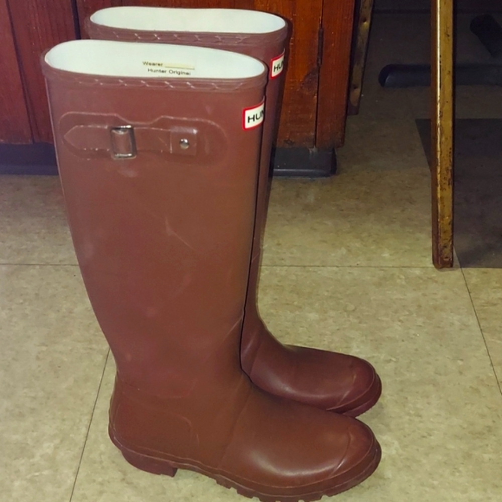 Womens Hunter Burgundy Tall Rain Winter Boots Sz 9